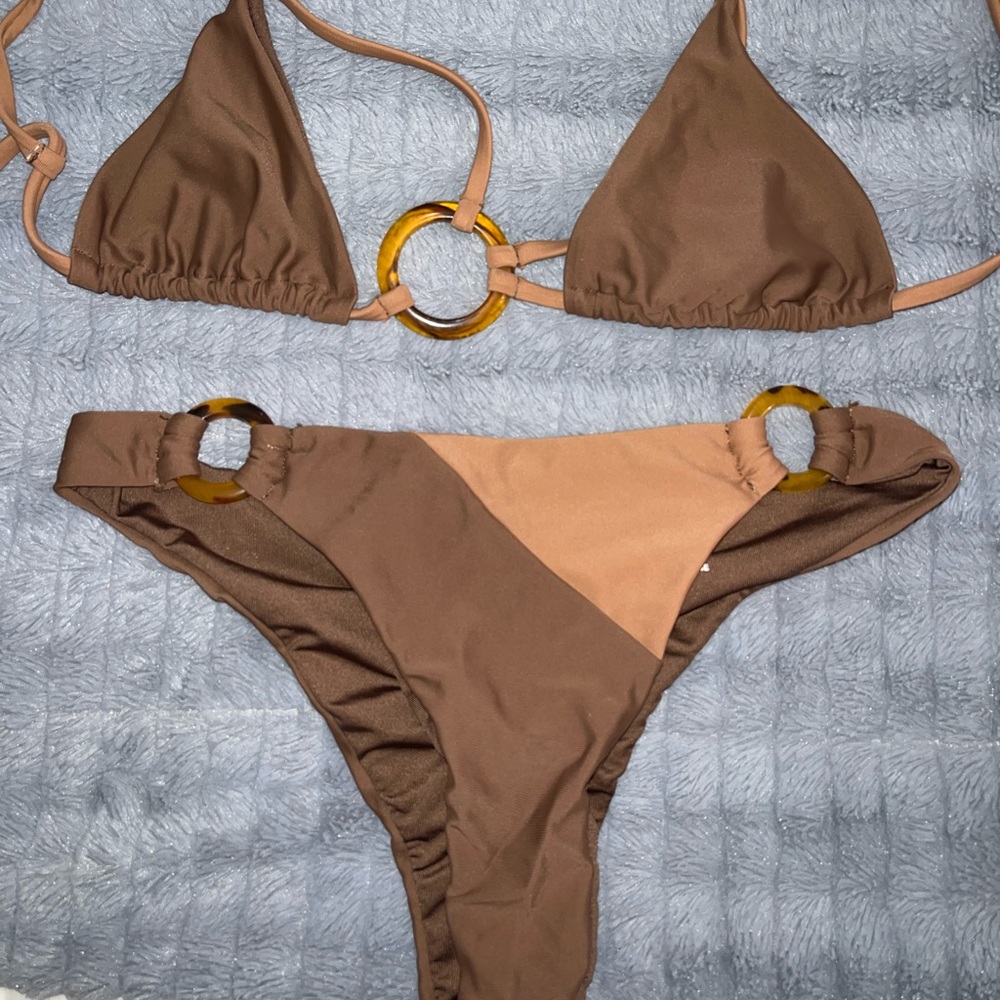 Meshki brown bathing suit top and bottom
